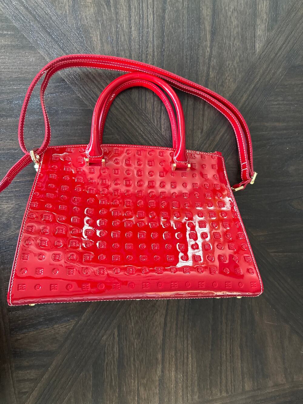 Arcadia Business Italian Patent Leather Grab Tote Handbag